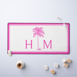 Roze en Witte Palmboom Monogram Bureaumat