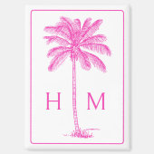 Roze en Witte Palmboom Monogram Magneet (Voorkant)