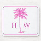 Roze en Witte Palmboom Monogram Muismat (Voorkant)