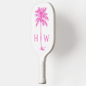 Roze en Witte Palmboom Monogram Pickleball Paddle (Links)