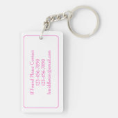 Roze en Witte Palmboom Monogram Sleutelhanger (achterkant)