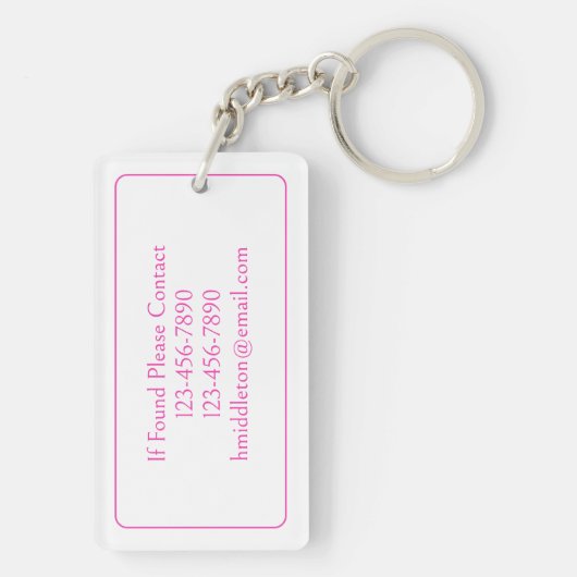 Roze en Witte Palmboom Monogram Sleutelhanger (achterkant)