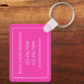 Roze en Witte Palmboom Monogram Sleutelhanger (Achterkant)