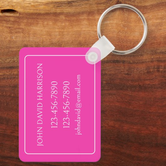 Roze en Witte Palmboom Monogram Sleutelhanger (Achterkant)