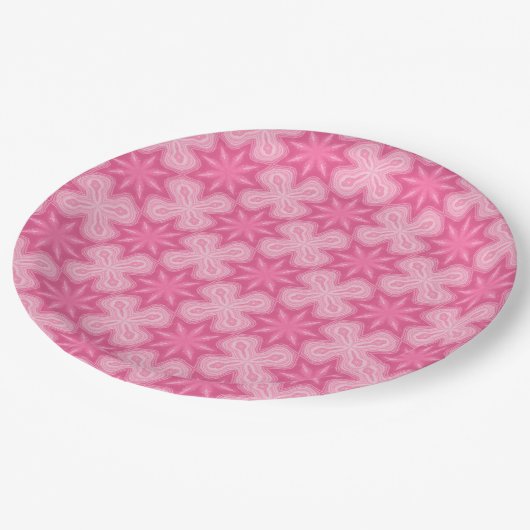 Roze en witte papieren Borden Papieren Bordje (Gekanteld)