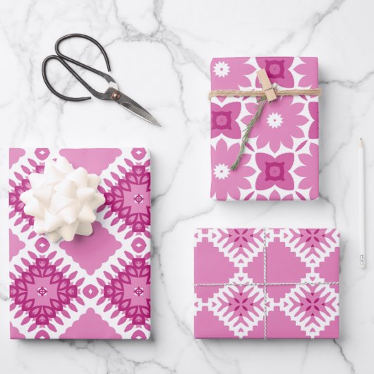 Roze en Witte Papierpakket 80 Inpakpapier Vel (Voorkant)