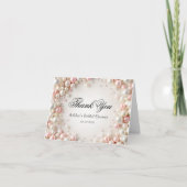 Roze en Witte Parels Bruidsfeest Bedankkaart (Voorkant)