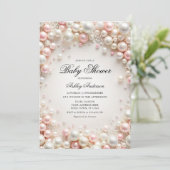 Roze en witte parels met diamanten Baby shower Kaart (Staand voorkant)