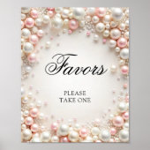 Roze en witte parels Vrijgezellenfeest Favors Poster (Voorkant)