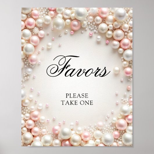 Roze en witte parels Vrijgezellenfeest Favors Poster (Voorkant)