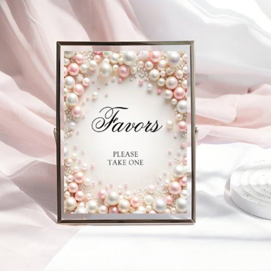 Roze en witte parels Vrijgezellenfeest Favors Poster