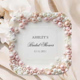 Roze en witte parels Vrijgezellenfeest Papieren Bordje