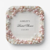 Roze en witte parels Vrijgezellenfeest Papieren Bordje (Voorkant)