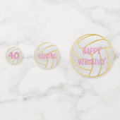 Roze en Witte Partij Glitter Volleybal Confetti (Voorkanten)