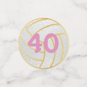 Roze en Witte Partij Glitter Volleybal Confetti (Kleine voorkant)