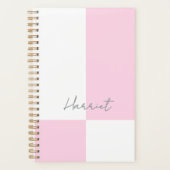 Roze en Witte Pastel Kleurblok Persoonlijk Planner (Voorkant)
