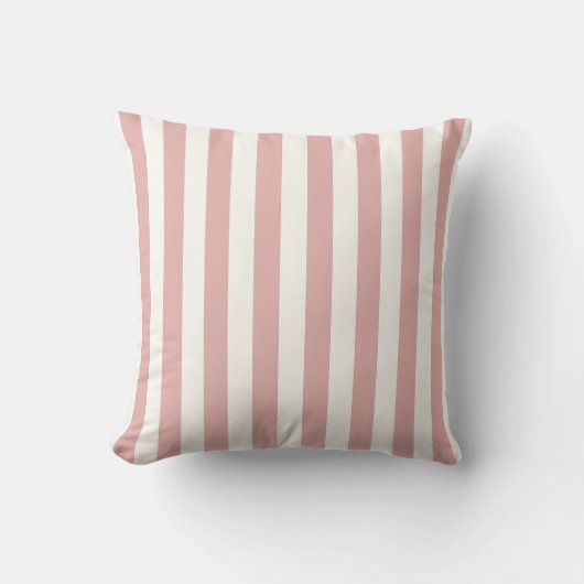 Roze en witte pastelstreep kussen (Voorkant)