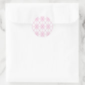 Roze en witte patronen ronde sticker (Tas)