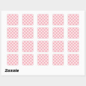 Roze en witte patronen vierkante sticker (Vel)