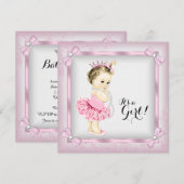 Roze en witte Pearl Princess Tutu Baby shower Kaart (Voorkant / Achterkant)