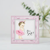 Roze en witte Pearl Princess Tutu Baby shower Kaart (Staand voorkant)