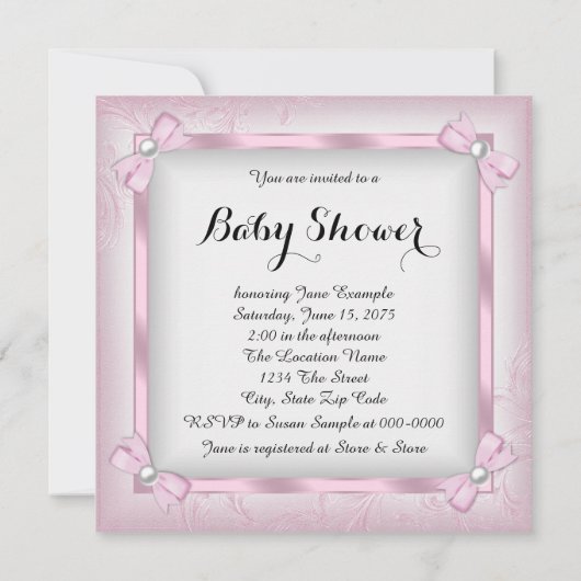 Roze en witte Pearl Princess Tutu Baby shower Kaart (Achterkant)