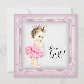 Roze en witte Pearl Princess Tutu Baby shower Kaart (Voorkant)