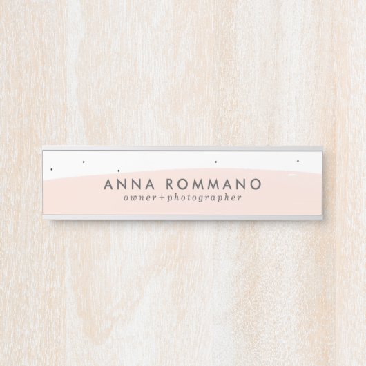 Roze en witte penseelstreken deurbordje (Voorkant)