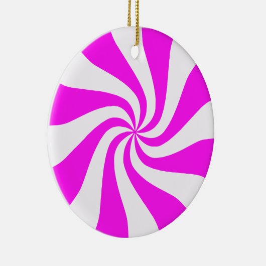 Roze en witte peppermint Snoep kerstversiering Keramisch Ornament (Rechts)