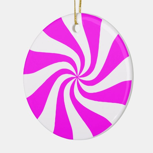 Roze en witte peppermint Snoep kerstversiering Keramisch Ornament (Links)