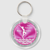 Roze en Witte Persoonlijke Gymnastiek Team Gifts Sleutelhanger (Voorkant)