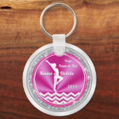 Roze en Witte Persoonlijke Gymnastiek Team Gifts Sleutelhanger (Voorkant)