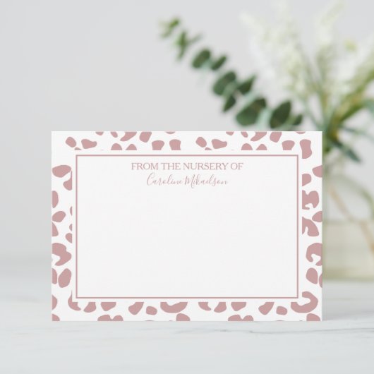 Roze en witte, persoonlijke luipaard afdrukken bedankkaart (Staand voorkant)