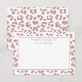 Roze en witte, persoonlijke luipaard afdrukken bedankkaart (Voorkant / Achterkant)