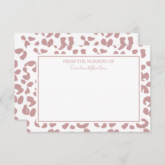Roze en witte, persoonlijke luipaard afdrukken bedankkaart (Voorkant / Achterkant)