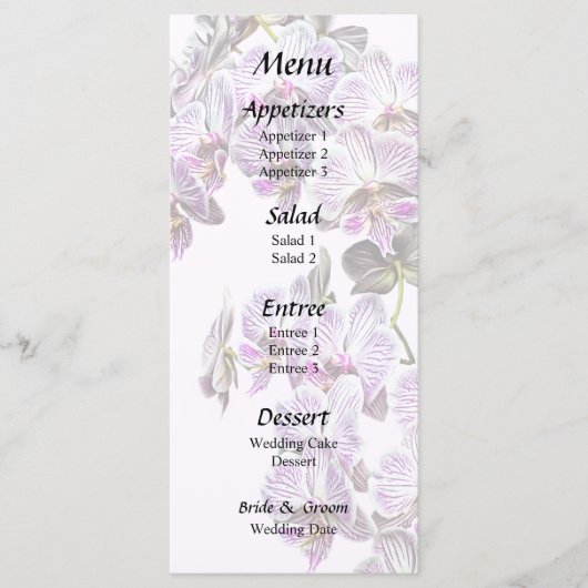 Roze en witte phalaenopsis orchideeën menu (Voorkant)