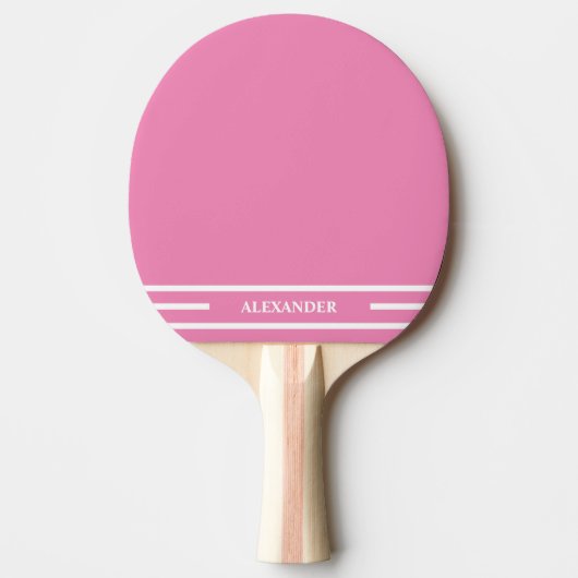 Roze en Witte Ping Pong Paddle met Naam Tafeltennisbatje (Voorkant)