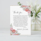 Roze en witte pioen bruiloft bedankkaart (Staand voorkant)
