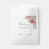 Roze en witte pioen bruiloft bedankzakje (Voorkant)