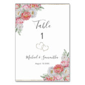 Roze en witte pioen bruiloft kaart (Achterkant)