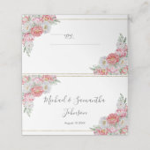 Roze en witte pioen bruiloft plaatskaartje (Buitenkant ongevouwen)