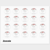 Roze en witte pioen bruiloft ronde sticker (Vel)
