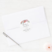 Roze en witte pioen bruiloft ronde sticker (Envelop)