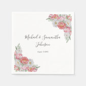 Roze en witte pioen bruiloft servet (Voorkant)