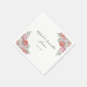 Roze en witte pioen bruiloft servet (Hoek)