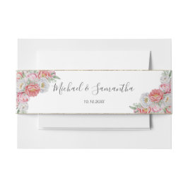 Roze en witte pioen bruiloft uitnodigingen wikkel