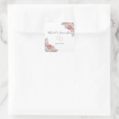 Roze en witte pioen bruiloft vierkante sticker (Tas)