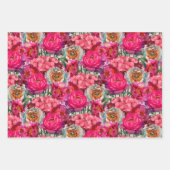 Roze en witte pioen en hortensia bloemen inpakpapier vel (Voorkant 2)
