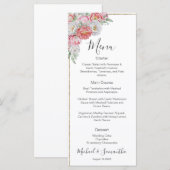 Roze en Witte Pioen Huwelijk Menu (Voorkant / Achterkant)