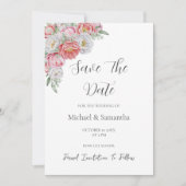 Roze en Witte Pioen Huwelijk Save The Date (Voorkant)